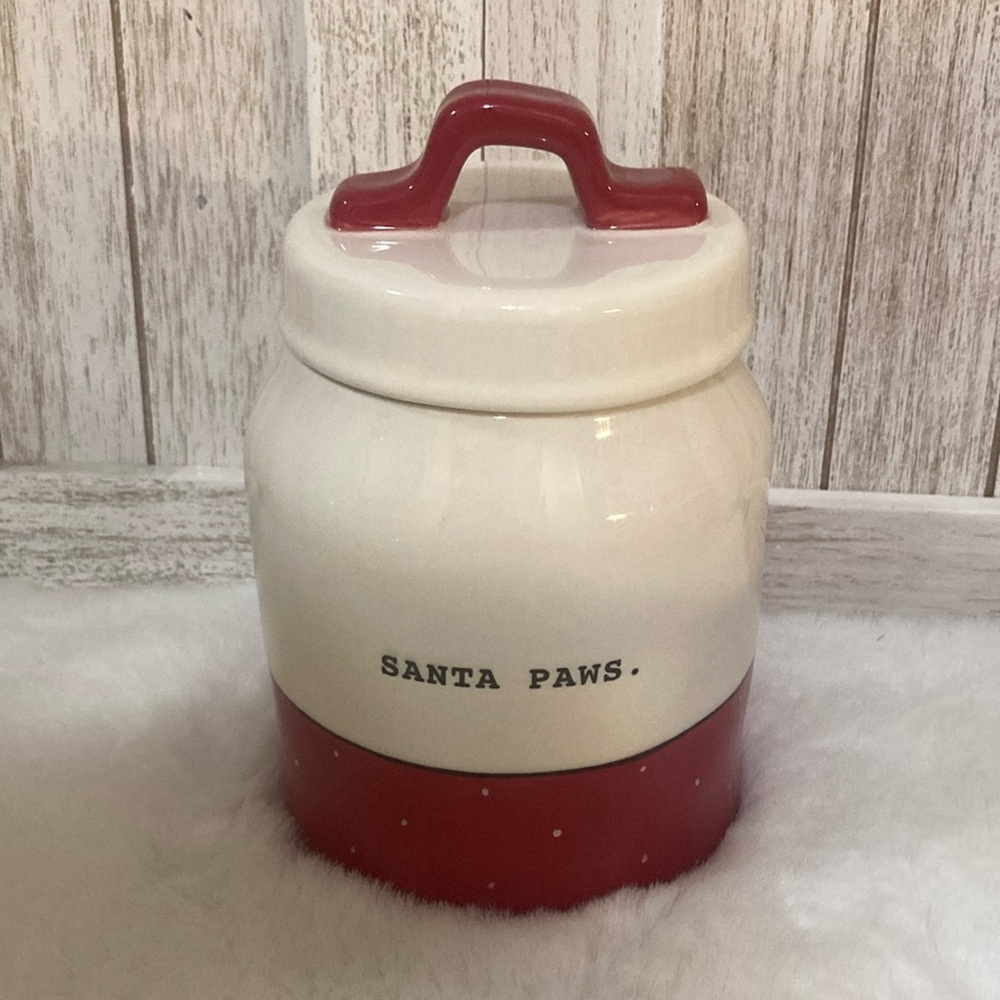 Rae Dunn Christmas Santa Paws Canister
